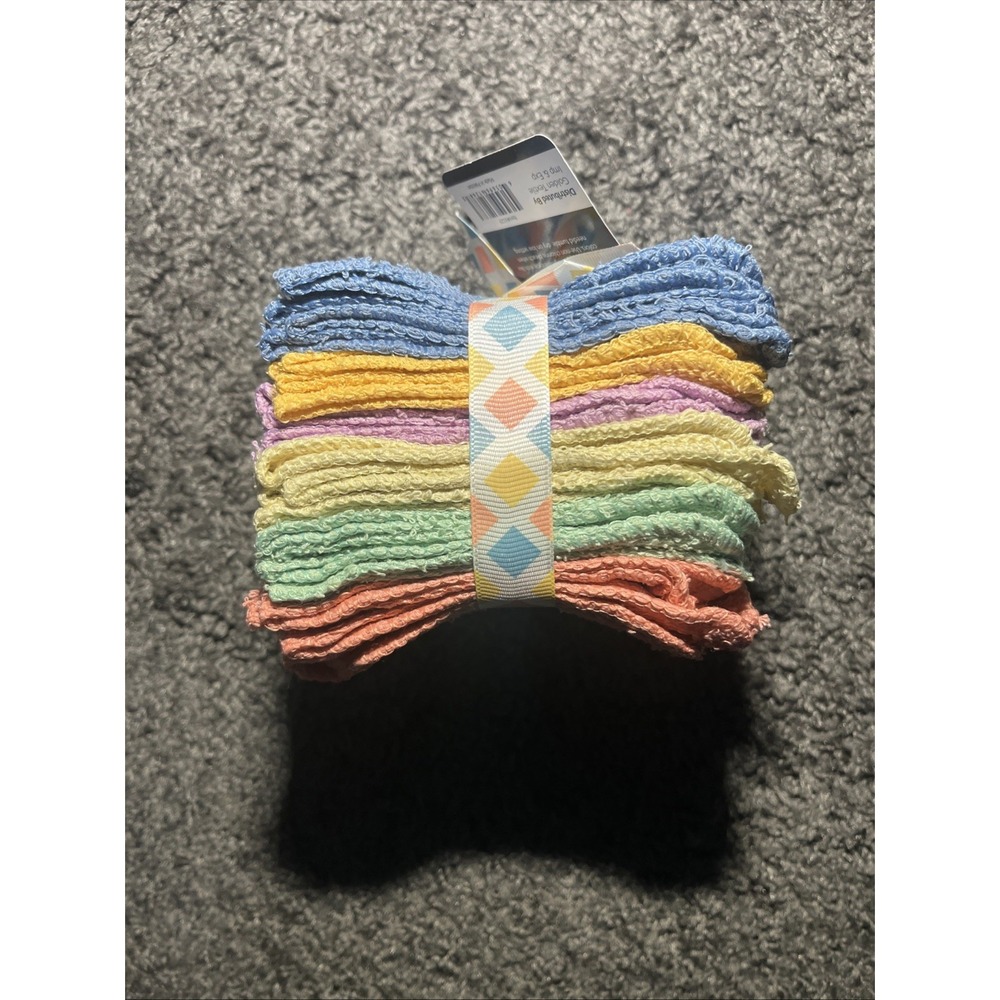 Golden‎ 100% Cotten Wash Cloth Set Of  12. 6 Colors In Set , Ribbon Wrapped - Picture 7 of 7